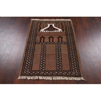 Tapis unique en laine noué à la main Balouch brun 2 pi 7 po x 3 pi 7 po New Age