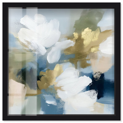 Décoration murale « Golden Leaf Haze II » par Art Remedy, cadre noir, 30,5 x 30,5 cm (12 x 12 pouces).
