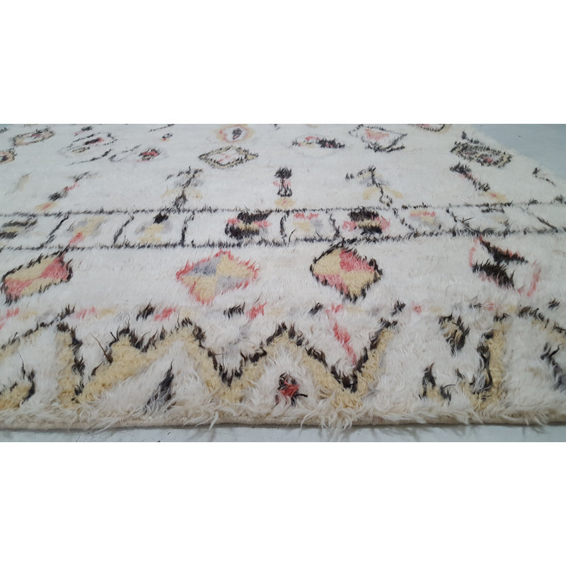 Moroccan Hand-Knotted Wool Beige/Orange Area Rug, Rectangle 8' x 10'