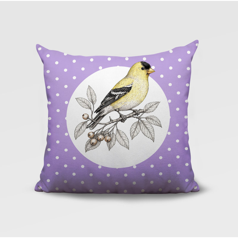 Oreiller réversible intérieur / extérieur Yellow Finch, 18 x 18, Lavande