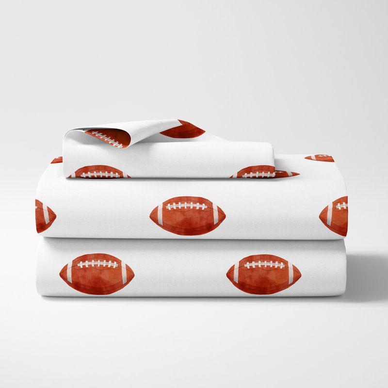 Football Sheet Set by Sweet Jojo Designs, Queen Sheet Set + 2 Fitted Sheets + 2 Pillowcases