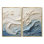 Vague blanche et bleue style Papercut - décoration murale bord de mer beige