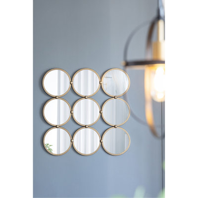 27.2" Intriguingly Crafted Decorative Mirror - Bedroom, Living Room & Entryway Minimalist Iron And Champagne Colors Mesmerizingly Designed Attractive Appeal Allure Room,