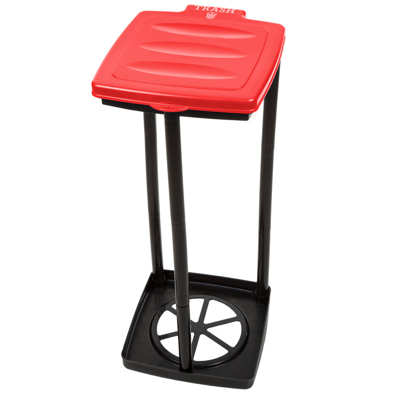 Porte-sac poubelle portable Wakeman, Rouge