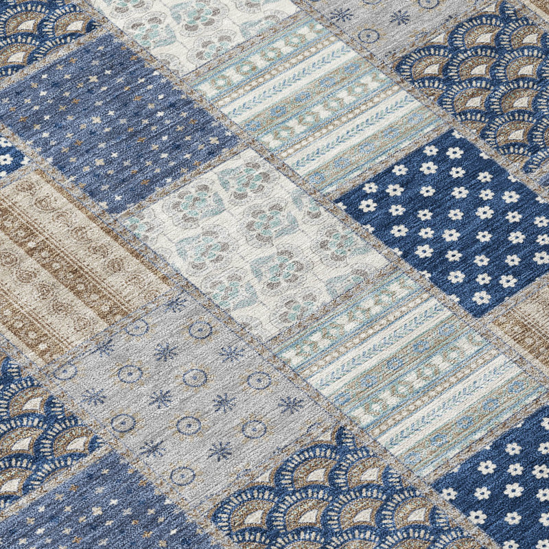 Machine Washable Indoor/Outdoor Chantille ACN2923 Americana Rug, Navy, 10' x 14'