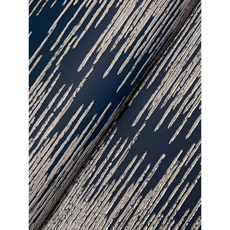 Papier peint à colonnes métalliques Opérette, Bleu
