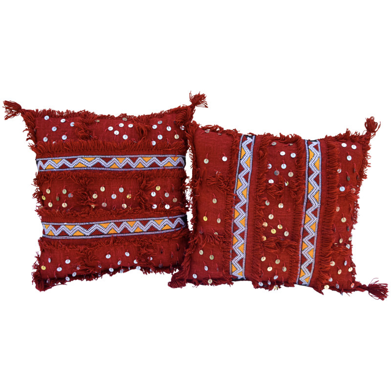 Square Pillow Cover & Insert, Maroon/Orange/Red