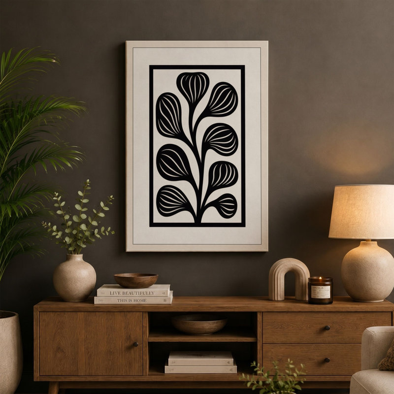 Striped Botanica Botanical - Wrapped Canvas, White Border, 30x20 - 76.2 x 50.8 cm