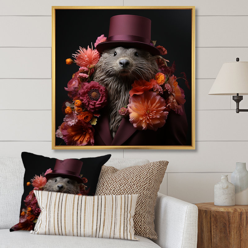 Autumn Wonders II - animaux, art mural, H 30 po x l 30 po x P 1,5 po, Cadre flottant doré