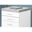 Classeur avec capacité de roulement et espace de rangement, stratifié de ciment blanc gris, bureau pour la décoration, tiroirs, stratifié