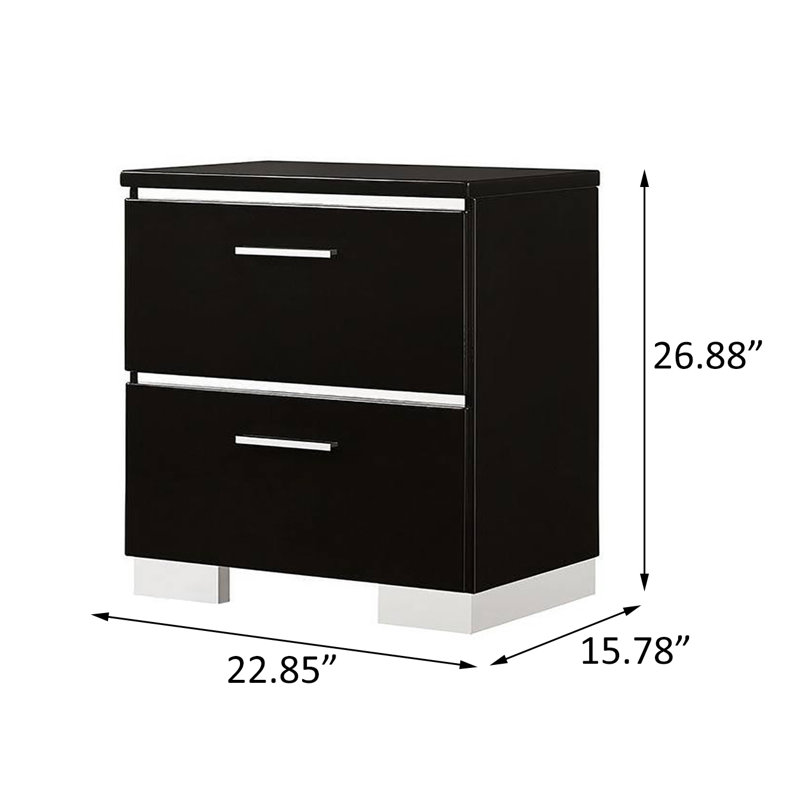 Table de chevet avec USB, noir