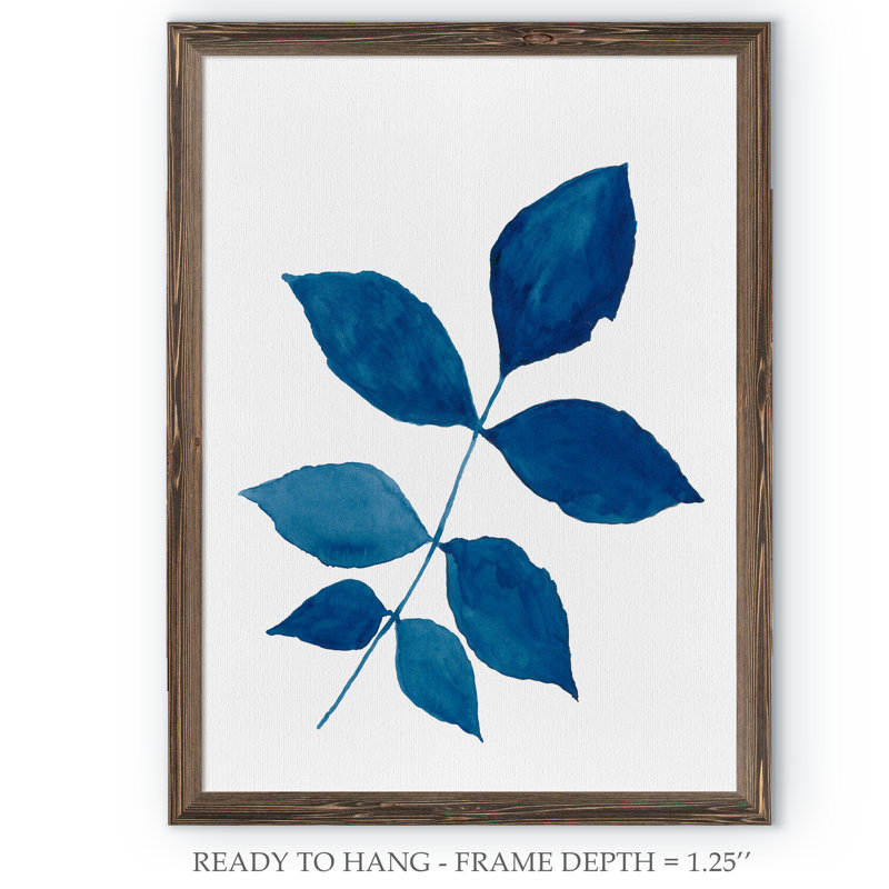 Indigo botanica vi-reproduction de peinture encadrée, Espresso Framed Canvas, H 32 po x l 44 po x P 1,3 po