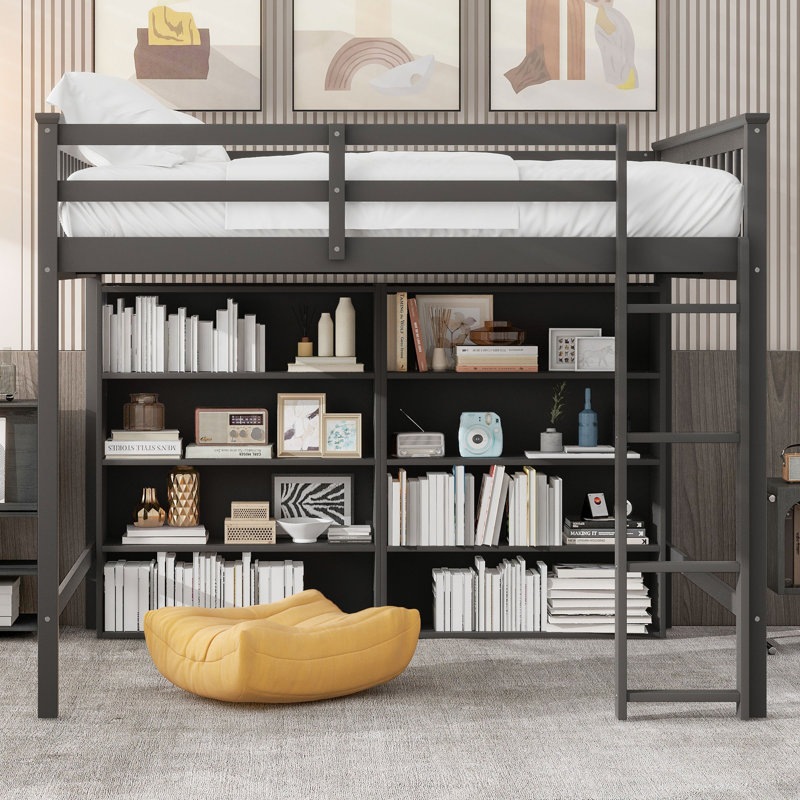 Imberly Kids Loft Bed, Full, Antique Gray 