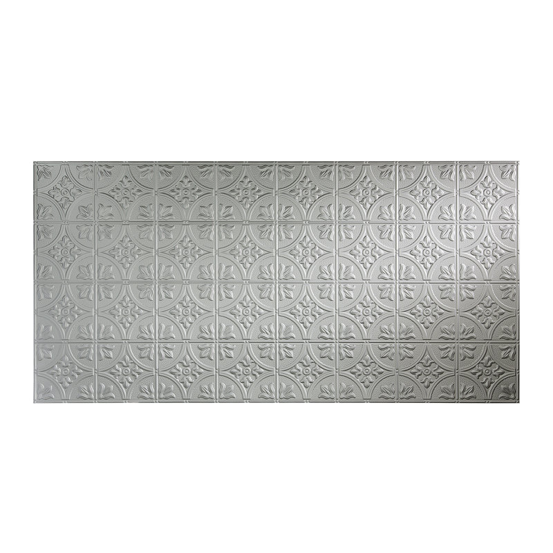 Panneau mural décoratif en vinyle 4 pi x 8 pi FASÄDE style traditionnel / motif 2, Argenté