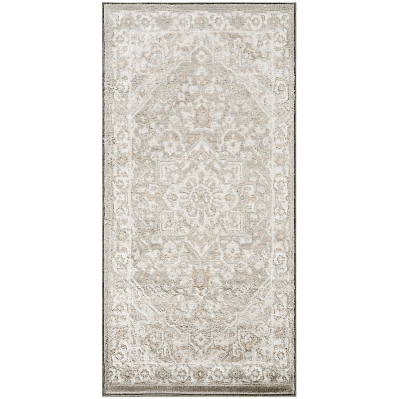 Lafever 2' x 4' Light Grey Vintage Indoor Rug, Runner 2' x 4'