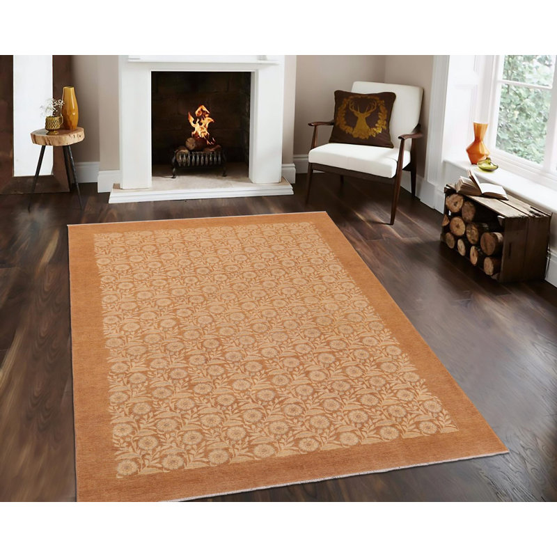 Tapis oriental brun en laine noué à la main 9 pi 1 po x 12 pi 4 po Baccio