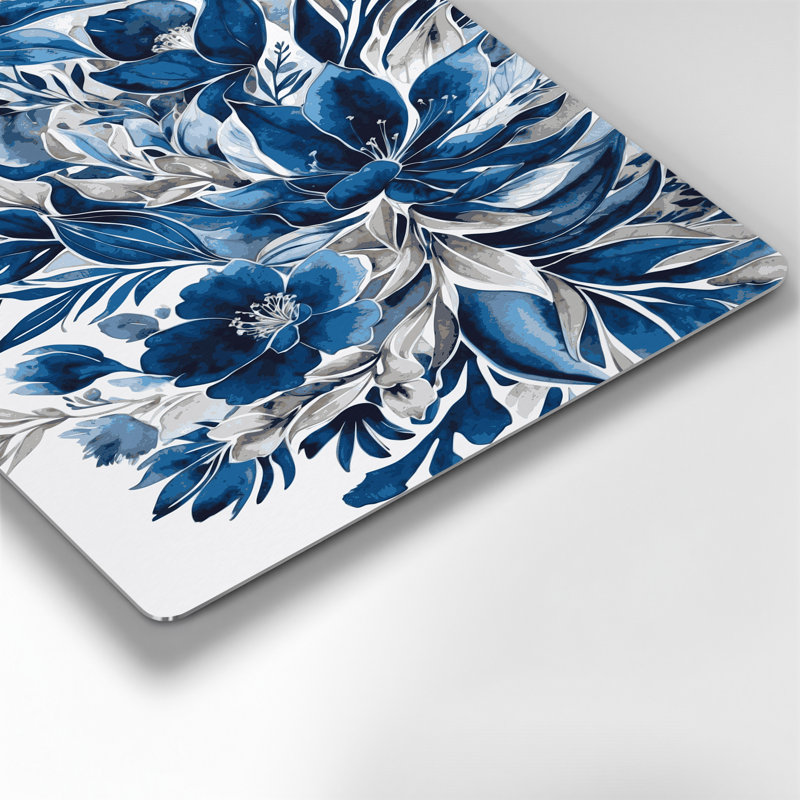 Aquarelle florale, art mural bleu en métal 62, H 18 po x l 12 po