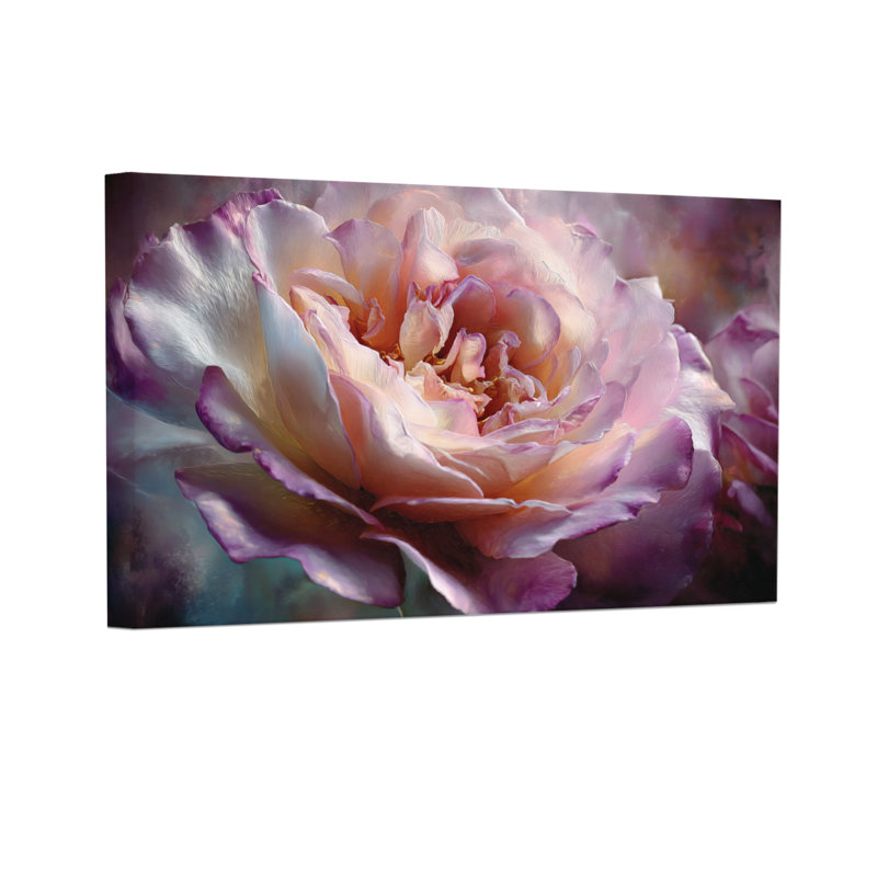 Plantes et fleurs, impression d'art floral rose sur toile, H 20 po x l 30 po