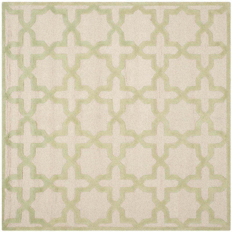 Igna Hand Tufted Wool Geometric Rug, Square 6'