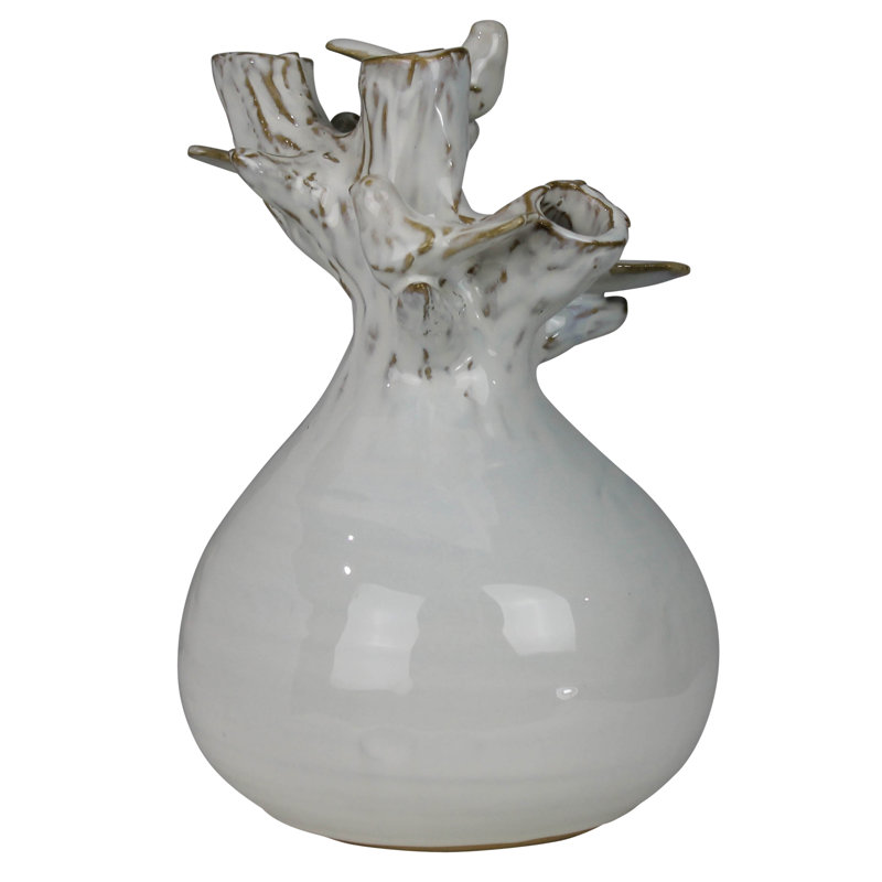 Vase With Branch And Bird, Ceramic