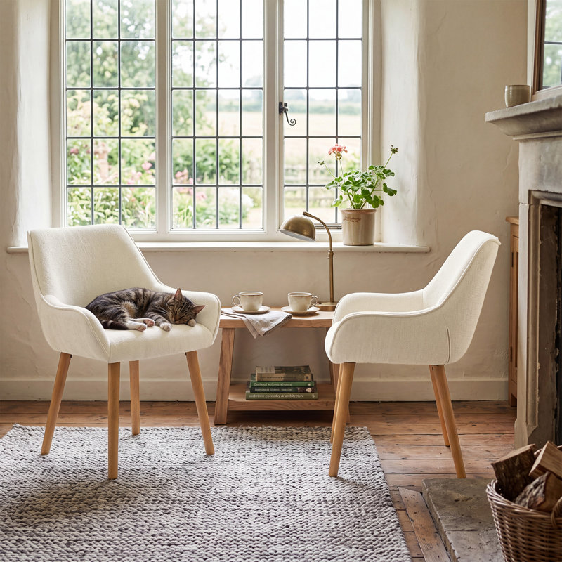 50cm H Upholstered Upholstered Back Armchair, Cream, Cream