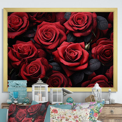 Red Black Rose Eternal Beauty IV - Roses Framed Canvas Print Wall Art