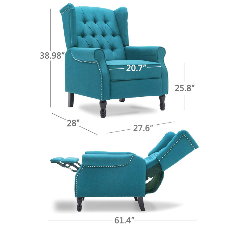Druv Recliner, Blue Linen
