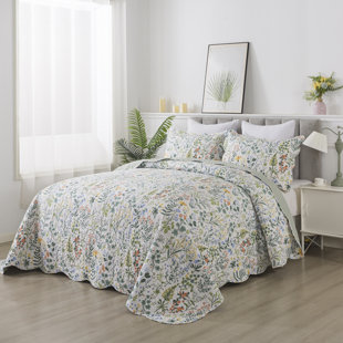 3-Piece Exquisite Floral Pattern Bedspread Set - Bedspread & Coverlet Sets - Soft 100% Pure Cotton and Microfiber