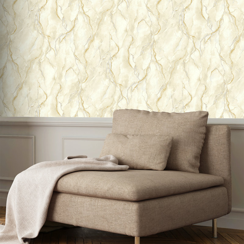 10.05cm x 53cm Matte Glitter Finish Wallpaper Roll, Cream
