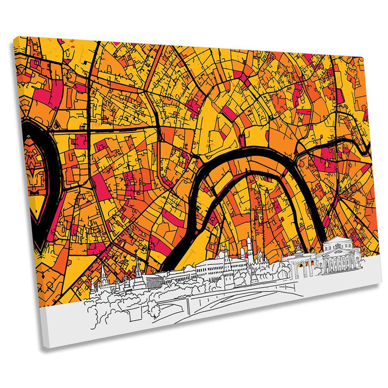 Moscow Skyline Map - Wrapped Canvas Print, 30.5cm H x 45.7cm W