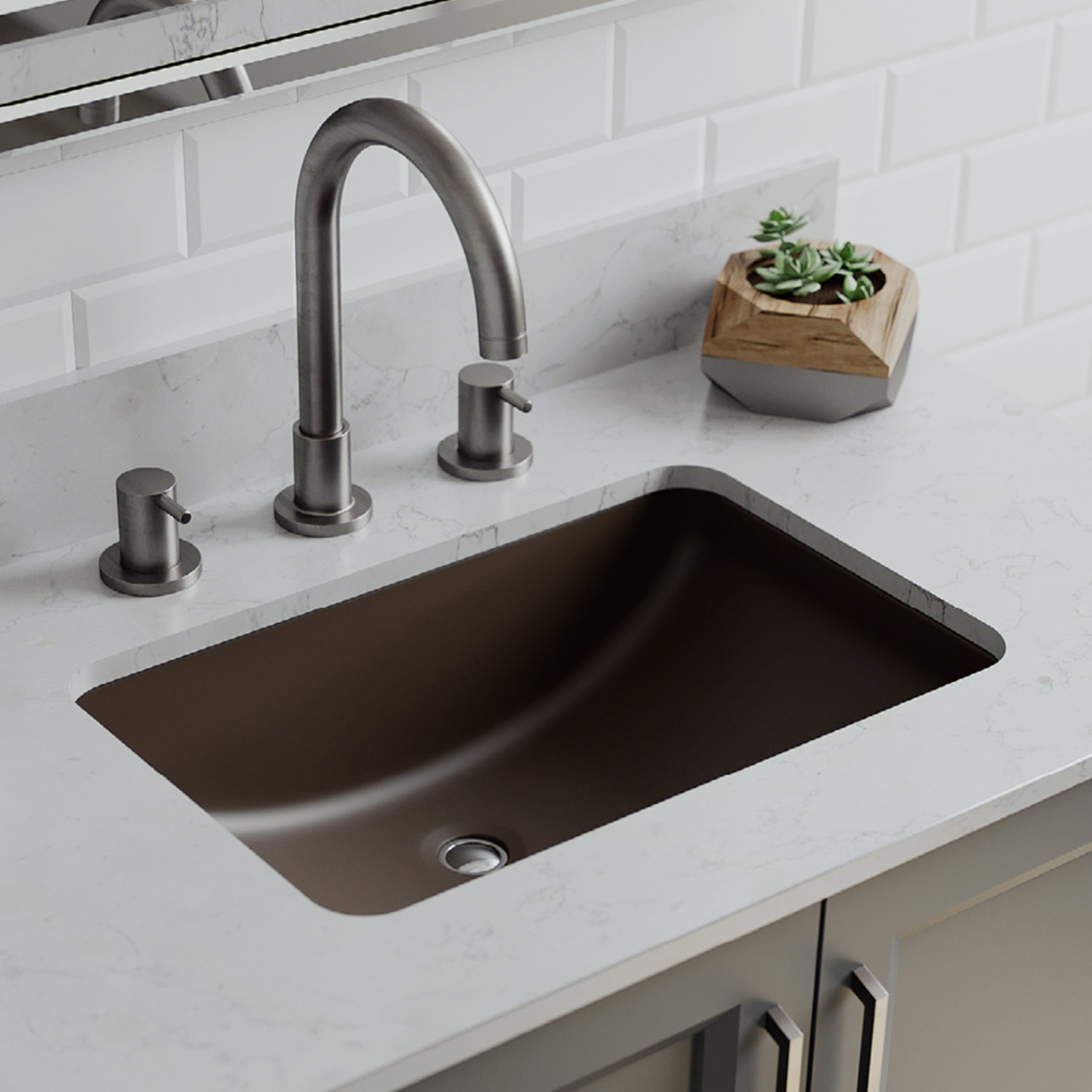 Quartz Composite Rectangular Vanity Sink, Mocha