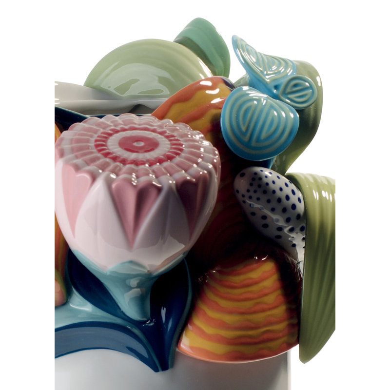 Naturofantastic White/Orange/Green 11.02" Porcelain Table Vase