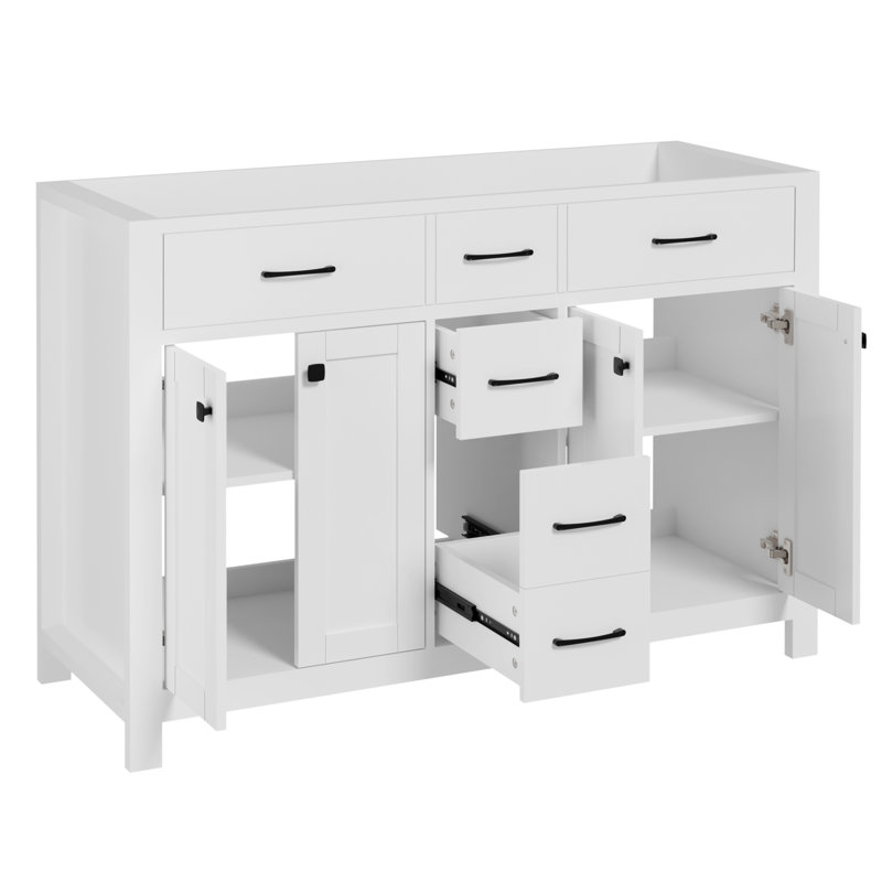 Base de meuble-lavabo double 48 po seulement, lavabo non inclus, Blanc