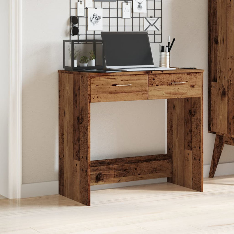 Alixandrea Desk Workstation Corner Office Table Computer Desk Engineered Wood, Old wood