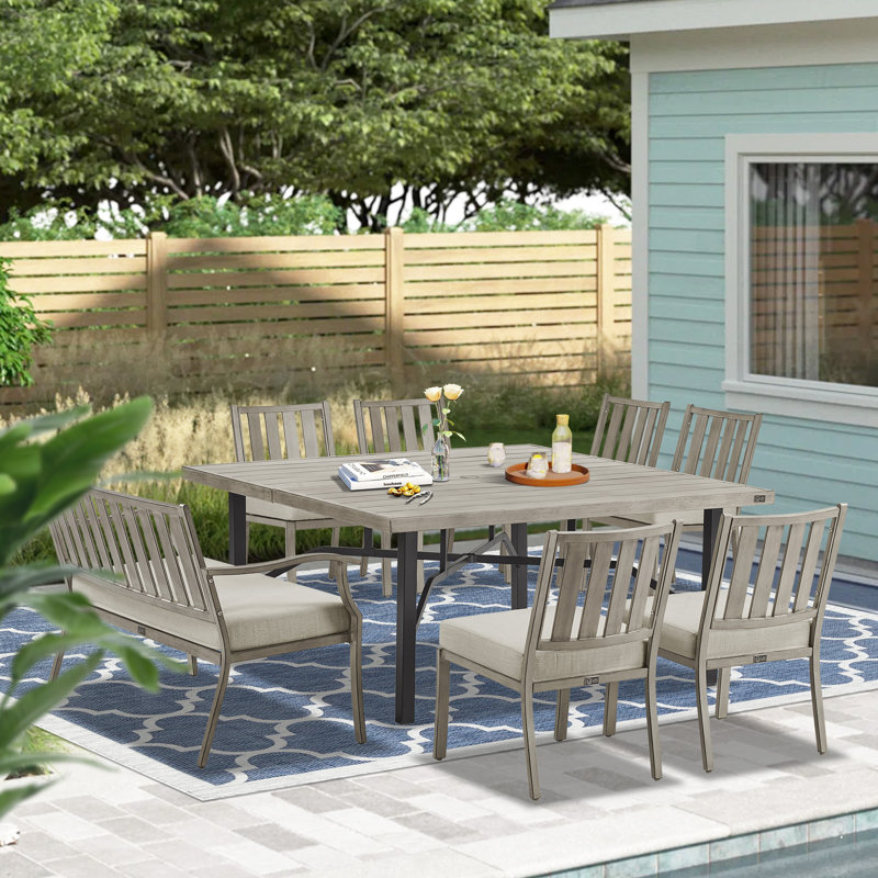 Azur Patio 8-person Square 63.2”dining Set With Sunbrella® Cushions