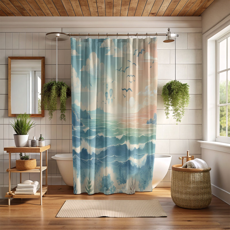 Rideau de douche 1 pièce Gentle Tidal Drift, H 74 po x l 40 po