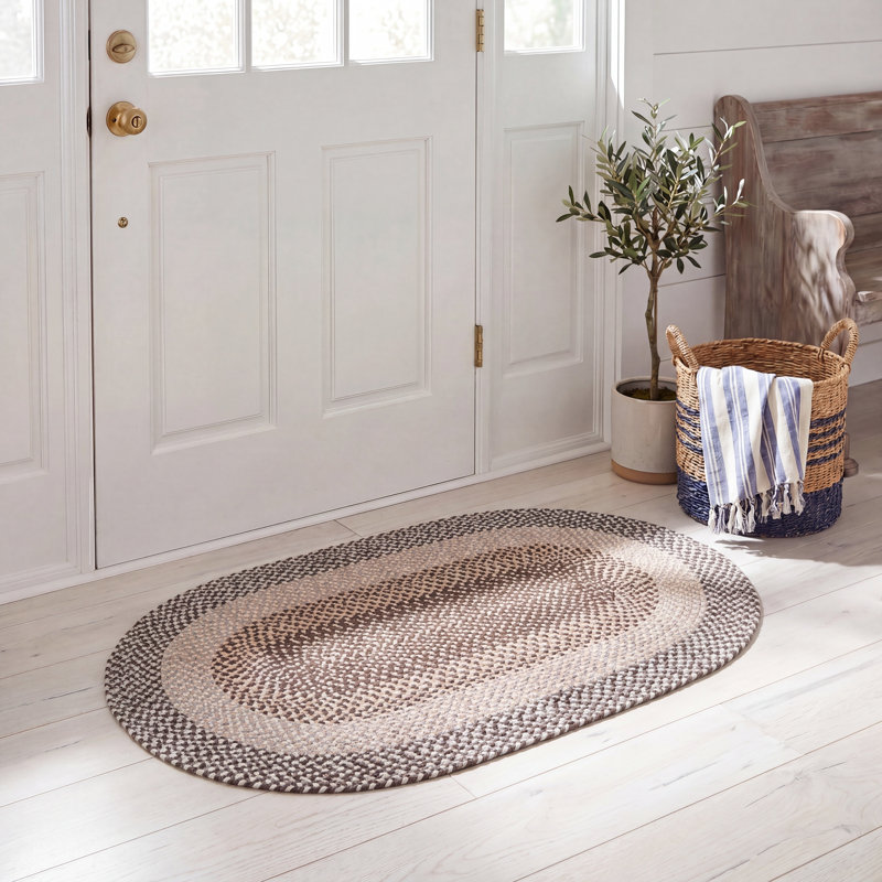 Tapis en laine tressée à la main, Ovale 3 pi x 5 pi