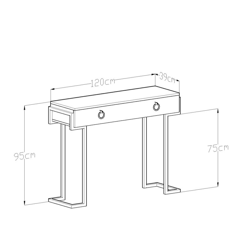 Adelfina 120cm Console Table, White/grey