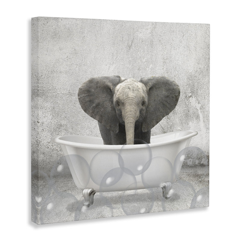 «Baby Elephant Bath Time Cute Animal», reproduction d'impression, H 30 po x l 30 po
