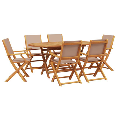 6 - Person Solid Wood Patio Dining Set Rectangular Table with Cushions Included
