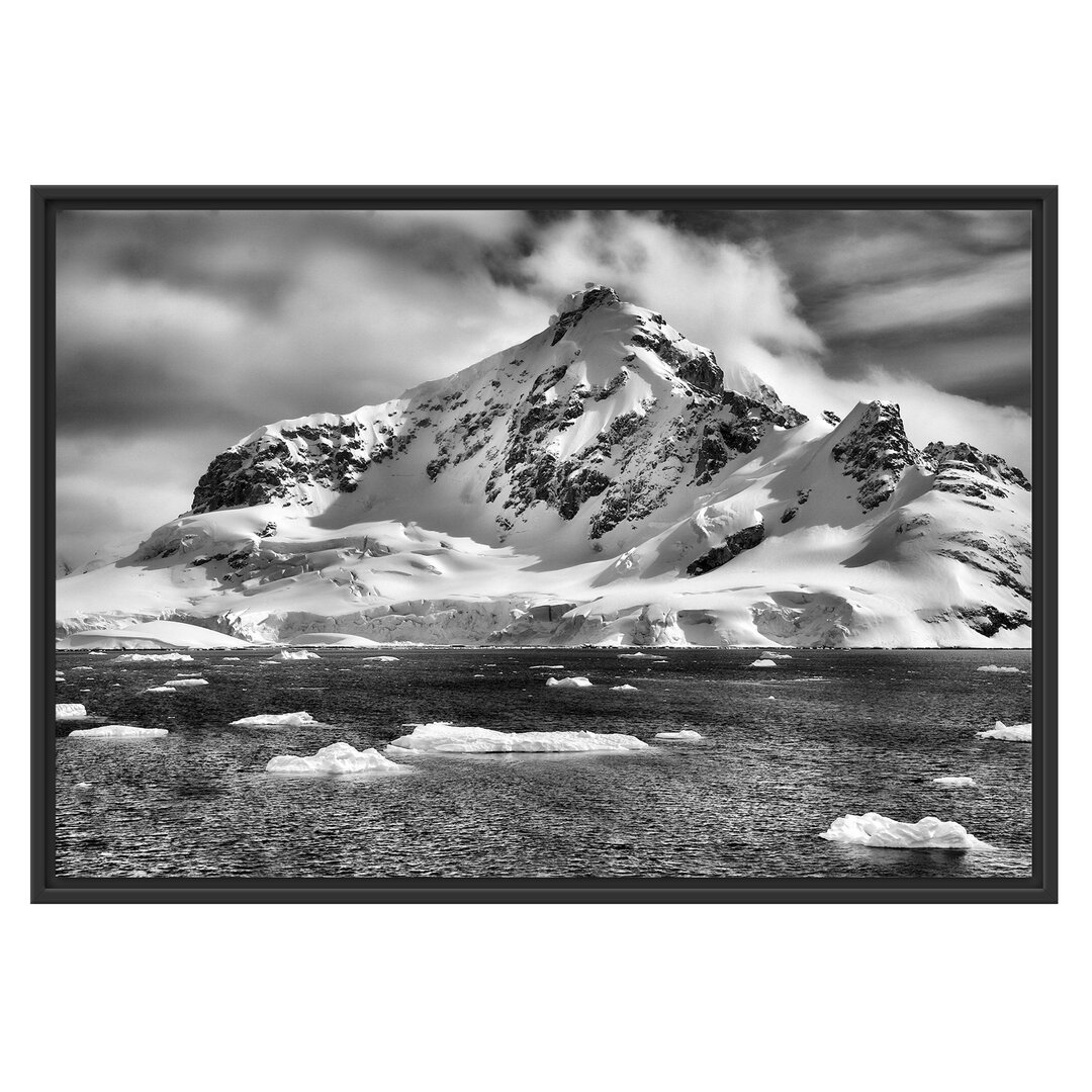 Gerahmtes Wandbild schneebedeckte Bergspitze