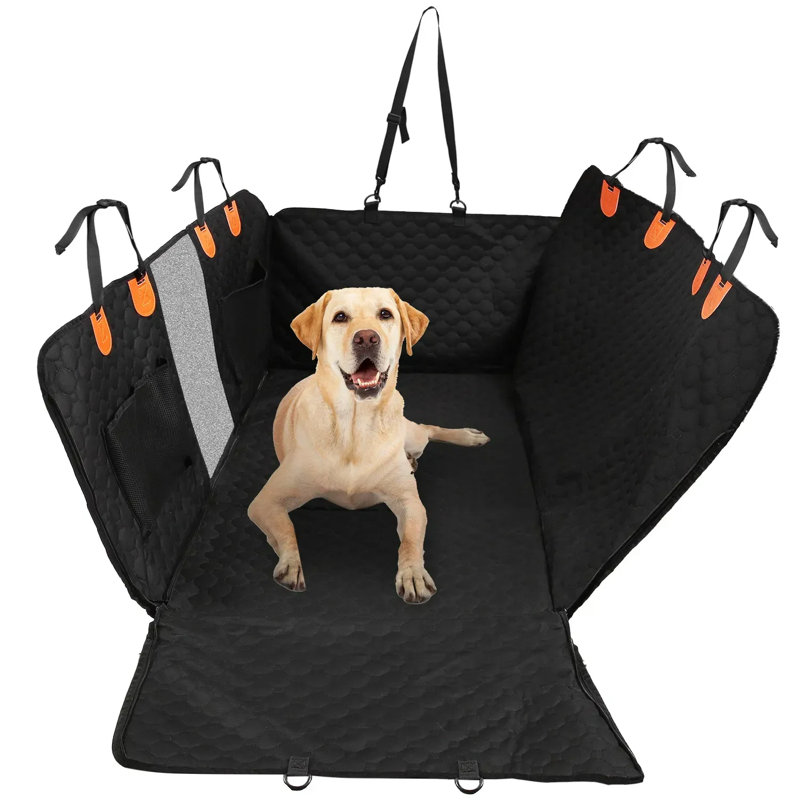 Housse de protection pour siège de voiture pour chien avec fermeture à glissière Sacs de rangement pour fenêtre Protecteur de siège de voiture imperméable en tissu 600d Oxford avec rabats pour voitures
