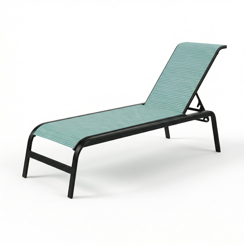 Chaise, Dupione Aquamarine Sling/Matte Black