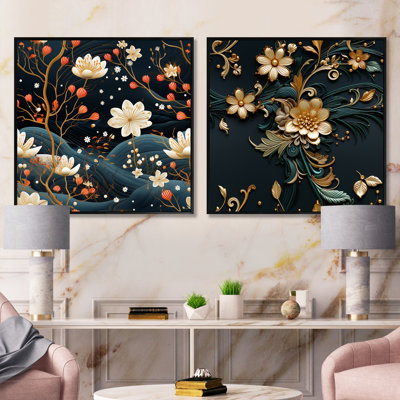 Rowen - Abstract Botanicals Square Collage Set Of 2