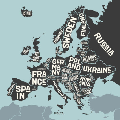 Europe Map - Wrapped Canvas Print