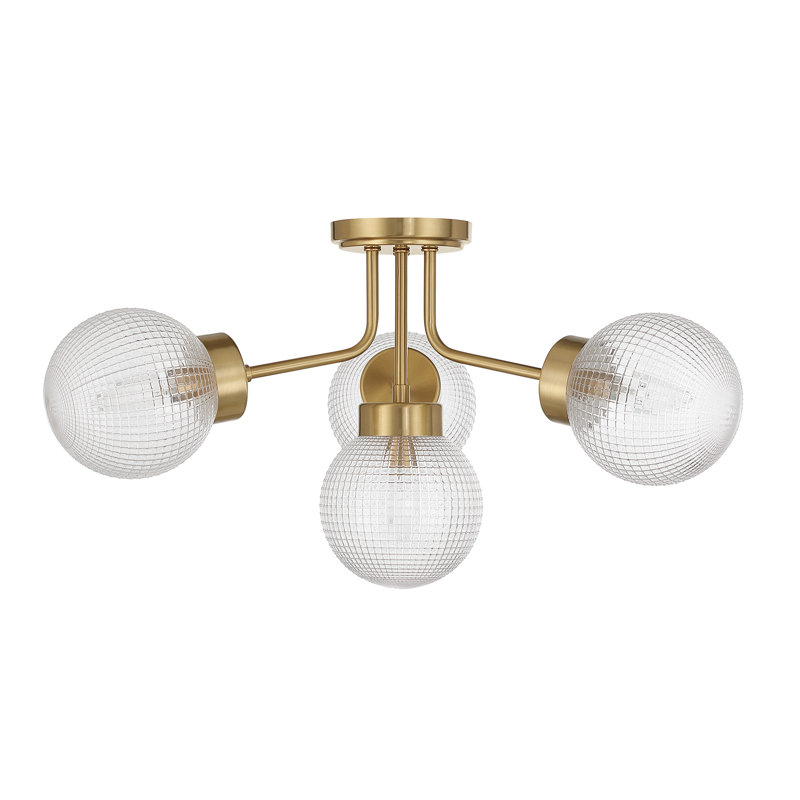 4-Light Semi-Flush in Warm Brass, Warm Brass