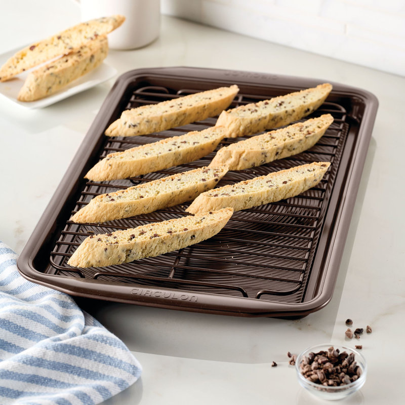 Chocolate Brown Nonstick Steel Cookie Sheet with Cooling Rack