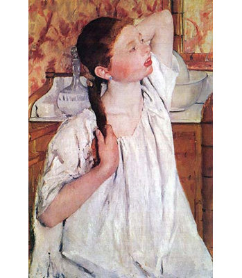 " Girl Arranging Her Hair " by Mary Cassatt Print