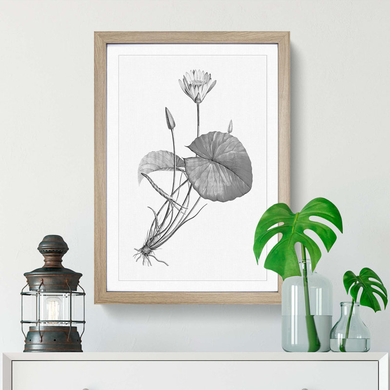 Egyptian Lotus Flower - Picture Frame Painting Print, 87cm H x 62cm W x 2cm D, Oak Framed