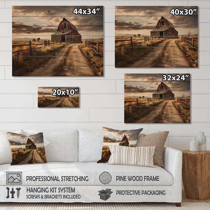 «Etchemin Barns Rustic Charm II», reproduction sur bois, H 30 po x l 40 po x P 0,78 po